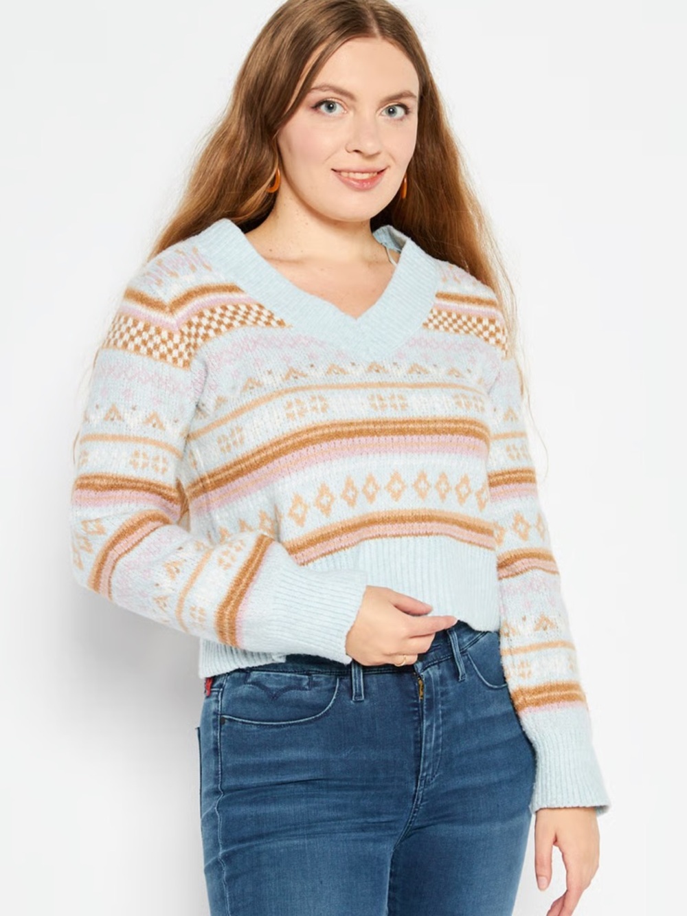 Hippie Rose Blue Fair Isle Gifting Sweater